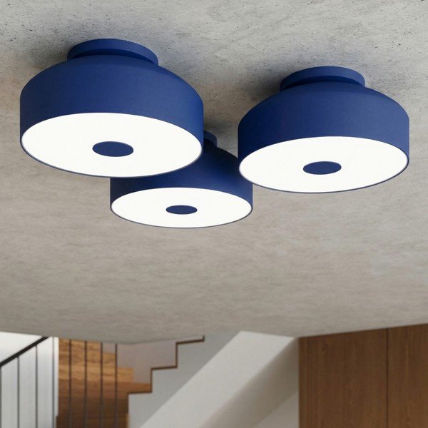 Plafoniera blu in acciaio ø 30 cm Omiq – Sollux-image-3