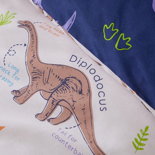 Set copripiumino e federa da bambini blu e beige per culla 120x150 cm Prehistoric Dinosaurs – Catherine Lansfield-image-4
