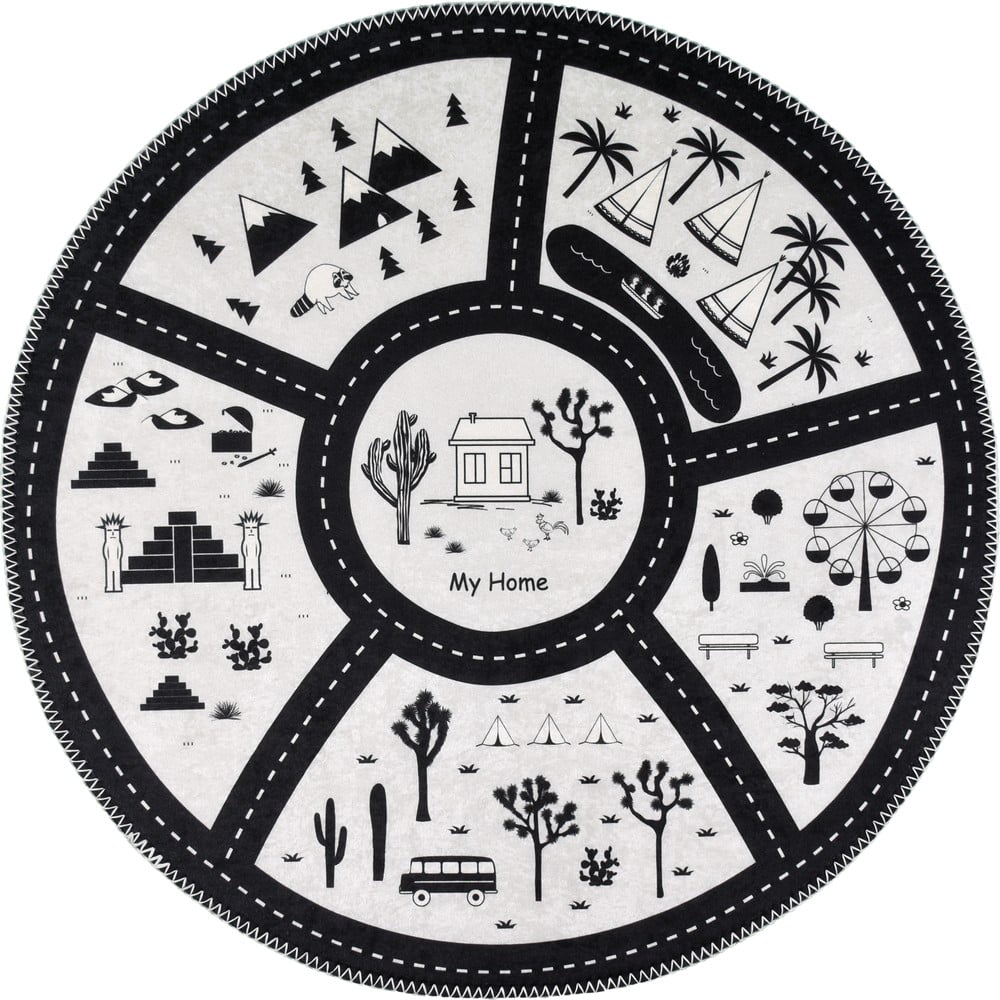 Tappeto da gioco per bambini bianco e nero lavabile ø120 cm My Home – Vitaus | Tappeti per bambini