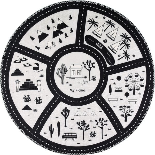 Tappeto da gioco per bambini bianco e nero lavabile ø100 cm My Home – Vitaus