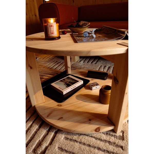 Tavolino da salotto rotondo colore naturale chiaro in pino massiccio ø 70 cm Tuck – Karup-image-4