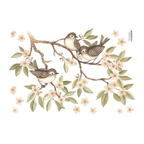 Foglio adesivo 30x42 cm Branch And Sparrows - Lilipinso