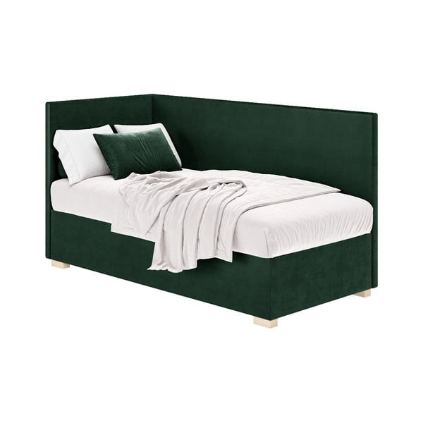 Letto da bambini con sponde verde scuro con contenitore con materasso incluso 90x200 cm Flexi – Ghado-image-3