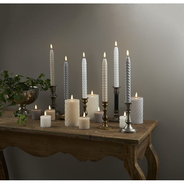 Candela LED in cera bianca, altezza 15 cm Flamme Swirl - Star Trading-image-2