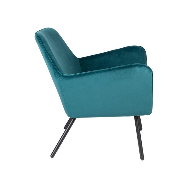 Poltrona in velluto blu turchese Bon - White Label-image-3