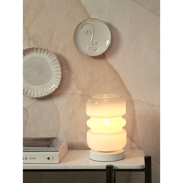Lampada da tavolo bianca con paralume in vetro (altezza 23 cm) Verona - it's about RoMi-image-1