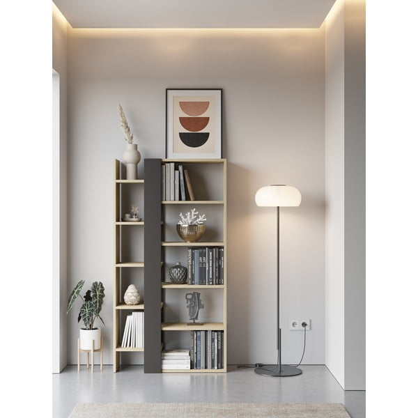 Libreria in rovere decorato in nero e naturale 80x152 cm Axel - Marckeric-image-1