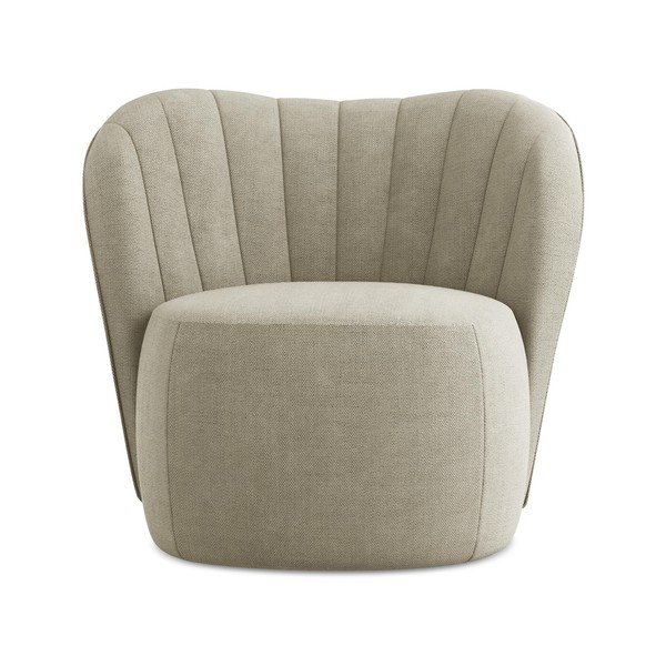 Poltrona beige con rivestimento in ciniglia Keloa – Makamii-image-1