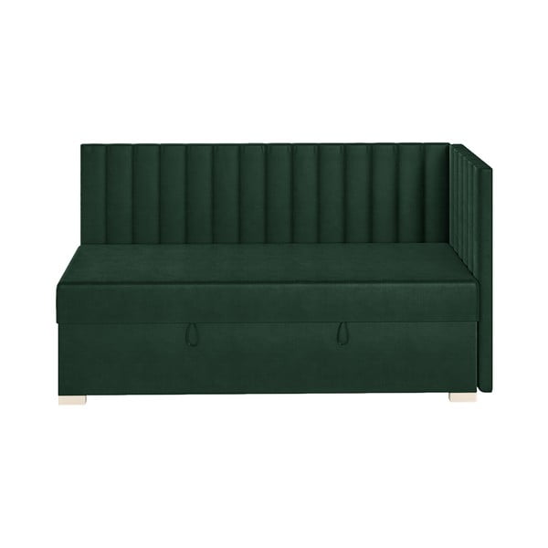 Letto angolare per bambini verde scuro con contenitore con materasso 90x200 cm Snugi - Ghado