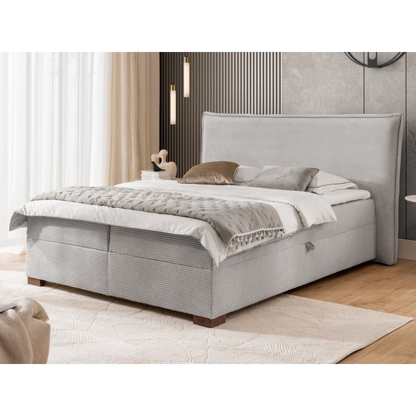 Letto boxspring grigio chiaro con contenitore 180x200 cm Lysa – Ropez-image-4