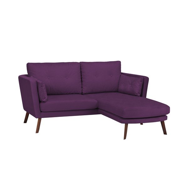 Divano a tre posti Elena, di colore viola scuro, con lettino nell'angolo a destra - Mazzini Sofas