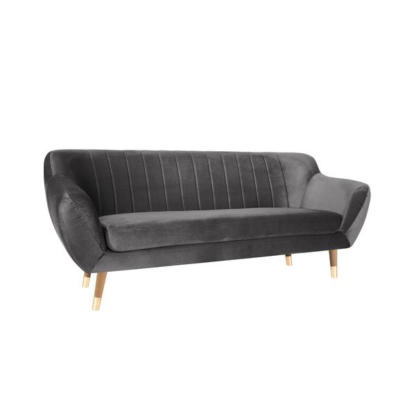 Divano in velluto grigio, 188 cm Benito - Mazzini Sofas-image-2