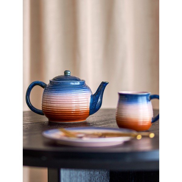 Teiera blu/arancione in ceramica con filtro 890 ml Tatum – Bloomingville-image-1