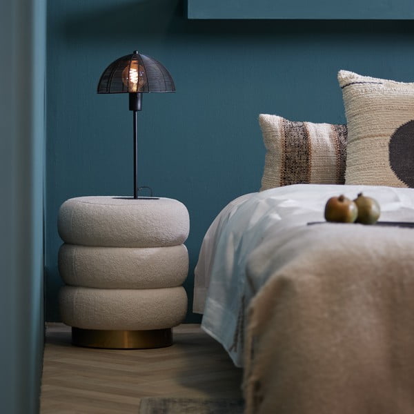 Sgabello in tessuto bouclé bianco Kimi - Light & Living-image-4