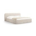 Letto matrimoniale imbottito beige con contenitore e rete inclusi 160x200 cm Elizabeth – Micadoni 