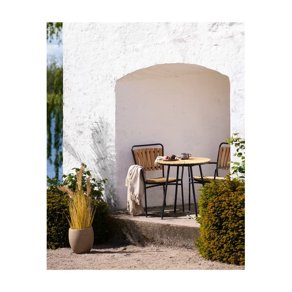 Sedie da esterno in set di colore naturale in legno massiccio/in metallo 2 pz Cleveland – House Nordic-image-2