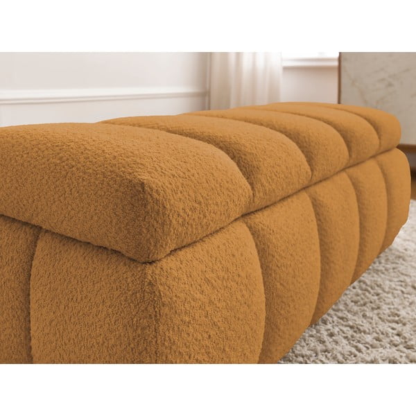 Panchina in giallo ocra con rivestimento in bouclé – Bobochic Paris-image-4