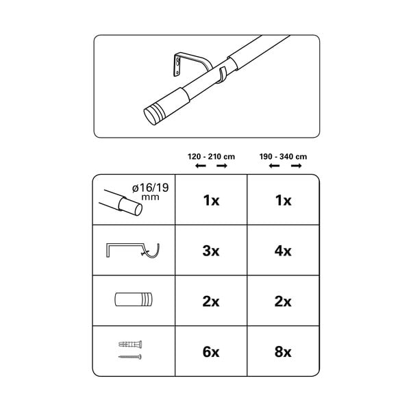 Mantovana estensibile in metallo 190 - 340 cm Válec - Gardinia-image-2
