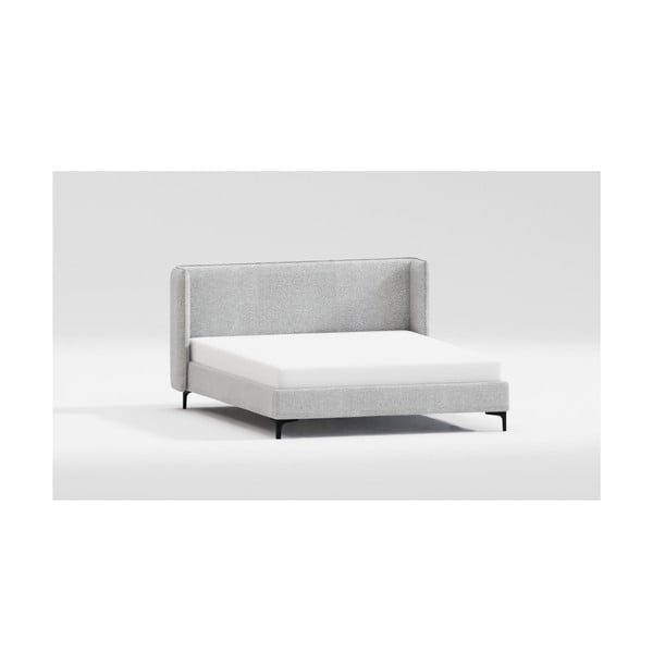 Letto matrimoniale imbottito grigio con griglia 140x200 cm Basti - Ropez-image-3