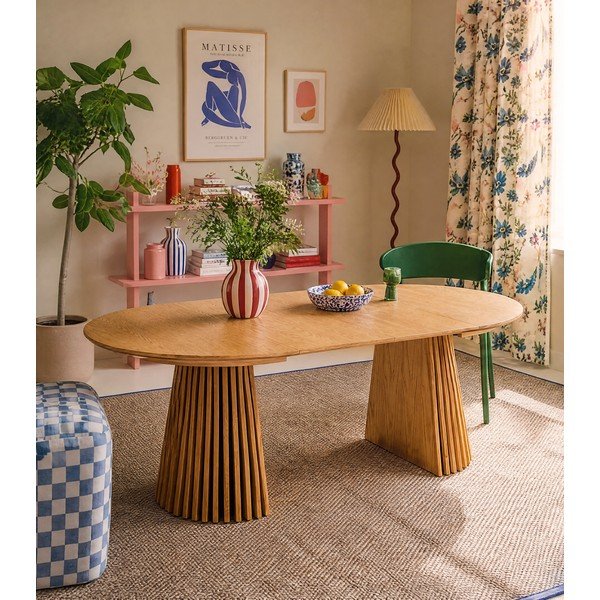 Tavolo da pranzo rotondo allungabile con piano effetto rovere ø 120 cm Osaka - House Nordic-image-1