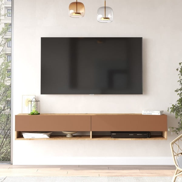 Mobile TV color mattone-naturale effetto pino 180x29x32 cm - Kalune Design-image-2