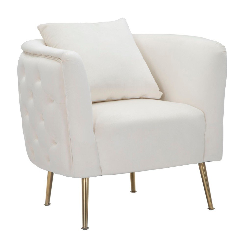 Poltrona color crema con poggioli/con gambe con rivestimento in velluto Bucarest – Mauro Ferretti | Poltrone