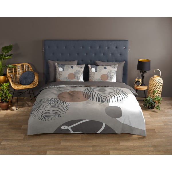 Set copripiumino e federa grigio in cotone per letto singolo ed esteso 140x220 cm Hendrik – Good Morning-image-1