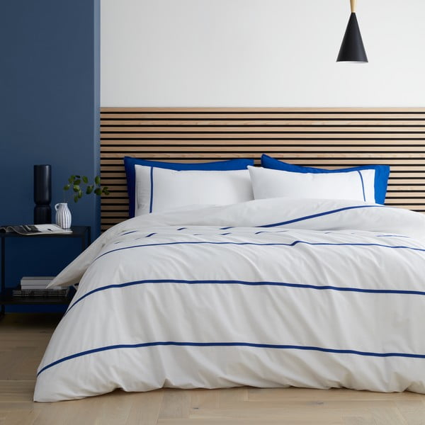 Biancheria da letto in cotone blu e bianco per letto matrimoniale 200x200 cm Herringbone Trim Stripe - Content by Terence Conran