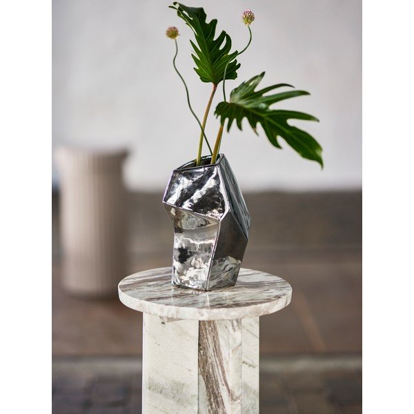 Vaso argentato in gres (altezza totale 23 cm) Dimona – Bloomingville-image-1