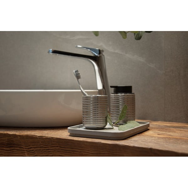 Dispenser di sapone in ceramica argento 0,28 l Vilalba - Wenko-image-4