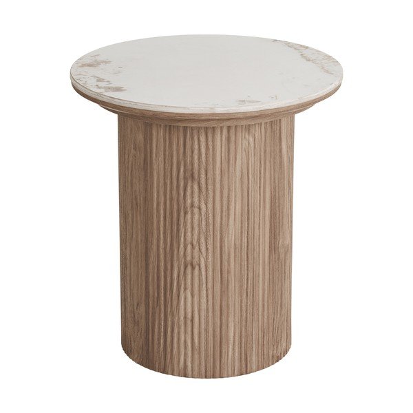 Tavolino rotondo con piano effetto marmo ø 45 cm Athens – House Nordic