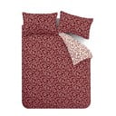 Biancheria da letto in flanella rossa per letto singolo 135x200 cm Grace Floral Leaf - Catherine Lansfield