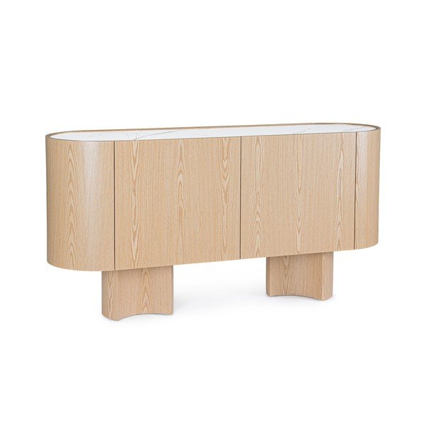 Credenza colore naturale chiaro con effetto rovere 160x80,5x45,5 cm Otilia – Bizzotto