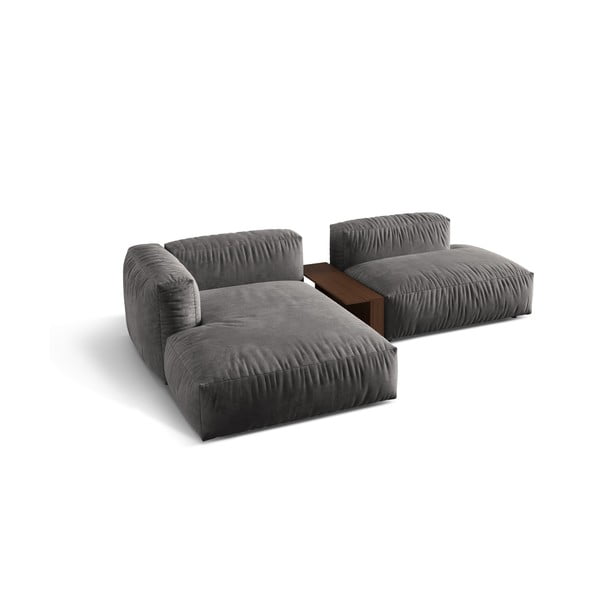 Divano angolare componibile grigio (con penisola a sinistra/con chaise lounge) con rivestimento in velluto Martina – Micadoni -image-2