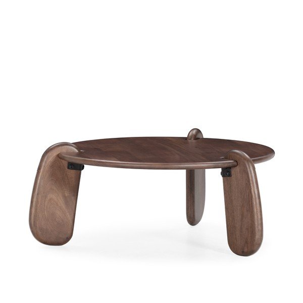 Tavolino da salotto rotondo marrone scuro in mango massiccio ø 80 cm Tamira – MOME-image-3