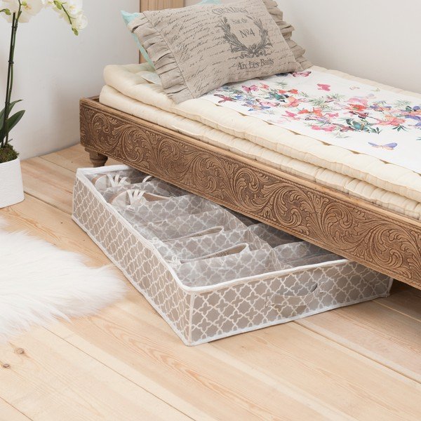 Contenitore beige per scarpe sotto il letto, lunghezza 76 cm Madison - Compactor-image-1