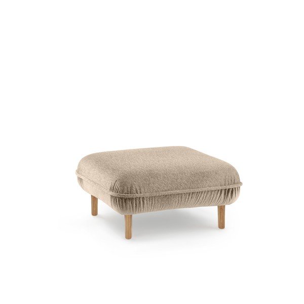 Pouf in tessuto bouclé beige Bean - EMKO-image-1