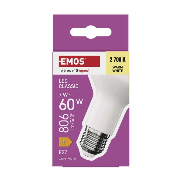 Lampadina LED bianco caldo E27, 7 W - EMOS-image-1