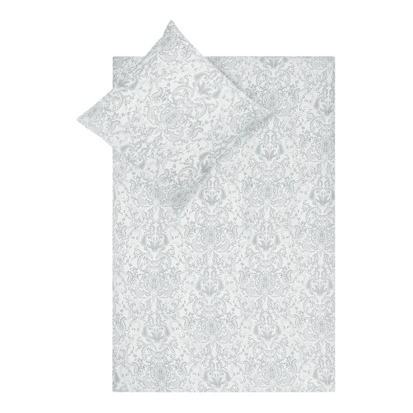Biancheria da letto singola grigia e bianca in cotone sateen Maison Majolie , 135 x 200 cm Grantham - Westwing Collection
