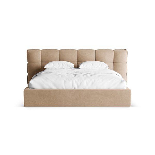 Letto matrimoniale imbottito greige con contenitore con rete inclusa 140x200 cm Eric – Micadoni -image-4