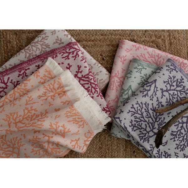 Plaid rosa scuro con cotone Summer , 140 x 180 cm Coral - Euromant-image-3