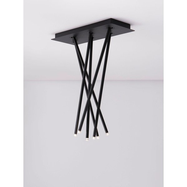Plafoniera LED nera opaca in alluminio con struttura flessibile 20x50 cm Stilvi – Nova Luce-image-2