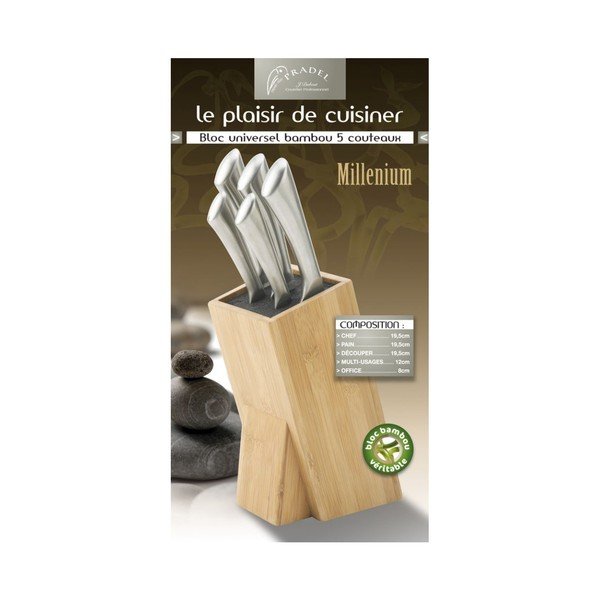 Sada 5 nožů a bloku na nože Jean Dubost Milenium Bamboo-image-2