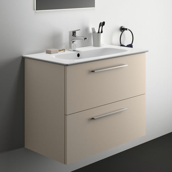 Mobile da lavabo beige a sospensione 80x63 cm i.Life A - Ideal Standard-image-1