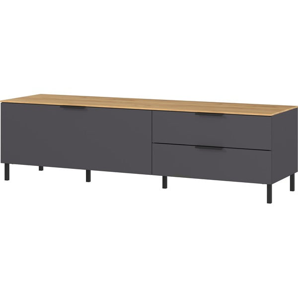 Tavolo TV grigio in rovere 164x47 cm California - Germania-image-2