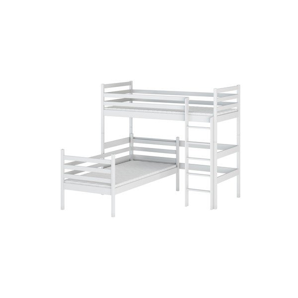 Letto a castello bianco in legno di pino 80x160 cm Double - Lano Meble