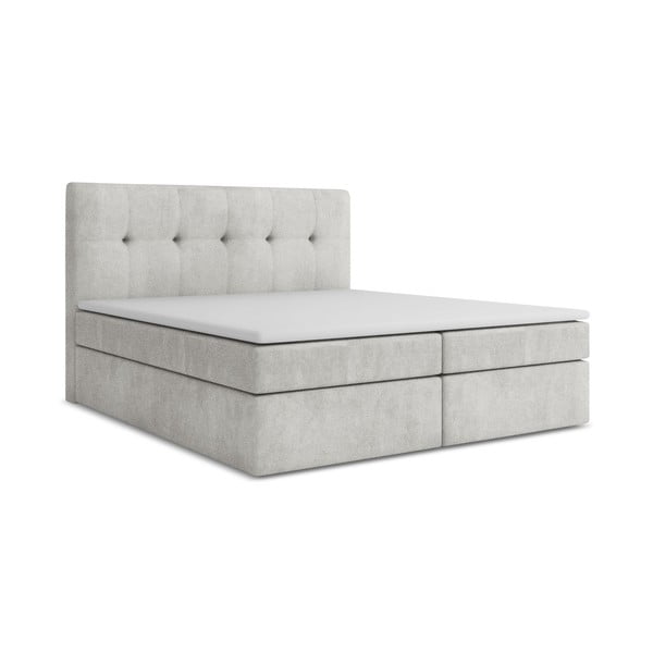 Letto boxspring argentato con contenitore 140x200 cm Palta – Makamii