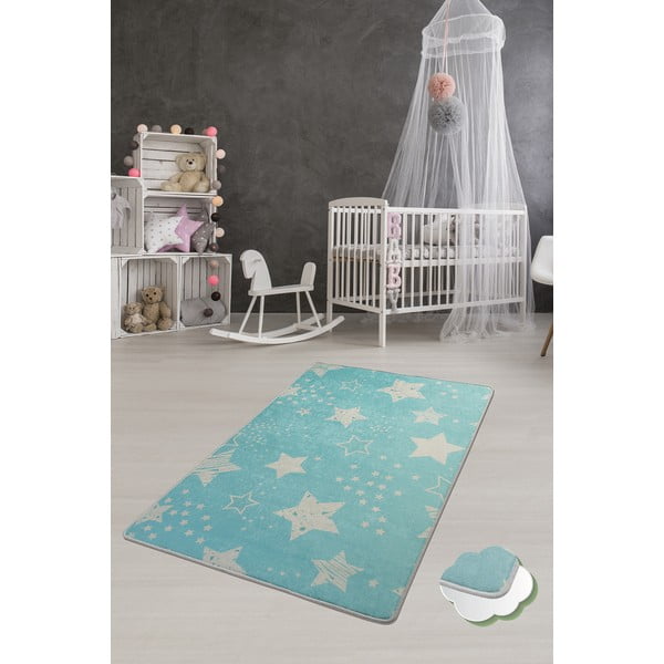 Tappeto antiscivolo blu per bambini Star, 100 x 160 cm Stars - Conceptum Hypnose-image-1