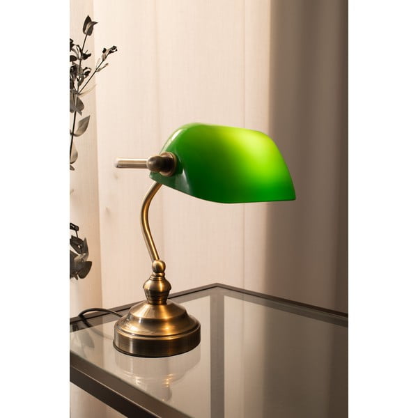Lampada da tavolo in verde e ottone, altezza 25 cm Bankers - Markslöjd-image-4