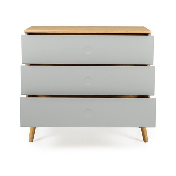 Cassettiera grigia con gambe in rovere , 90 x 79 cm Dot - Tenzo-image-3